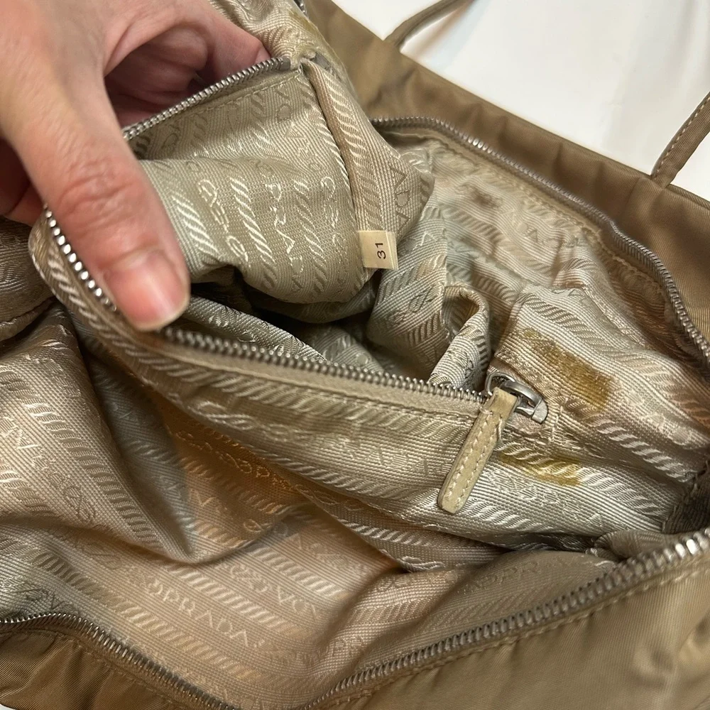 Prada Tessuto Nylon Tote in Khaki with Signature Triangle Logo - Picture 8 of 9